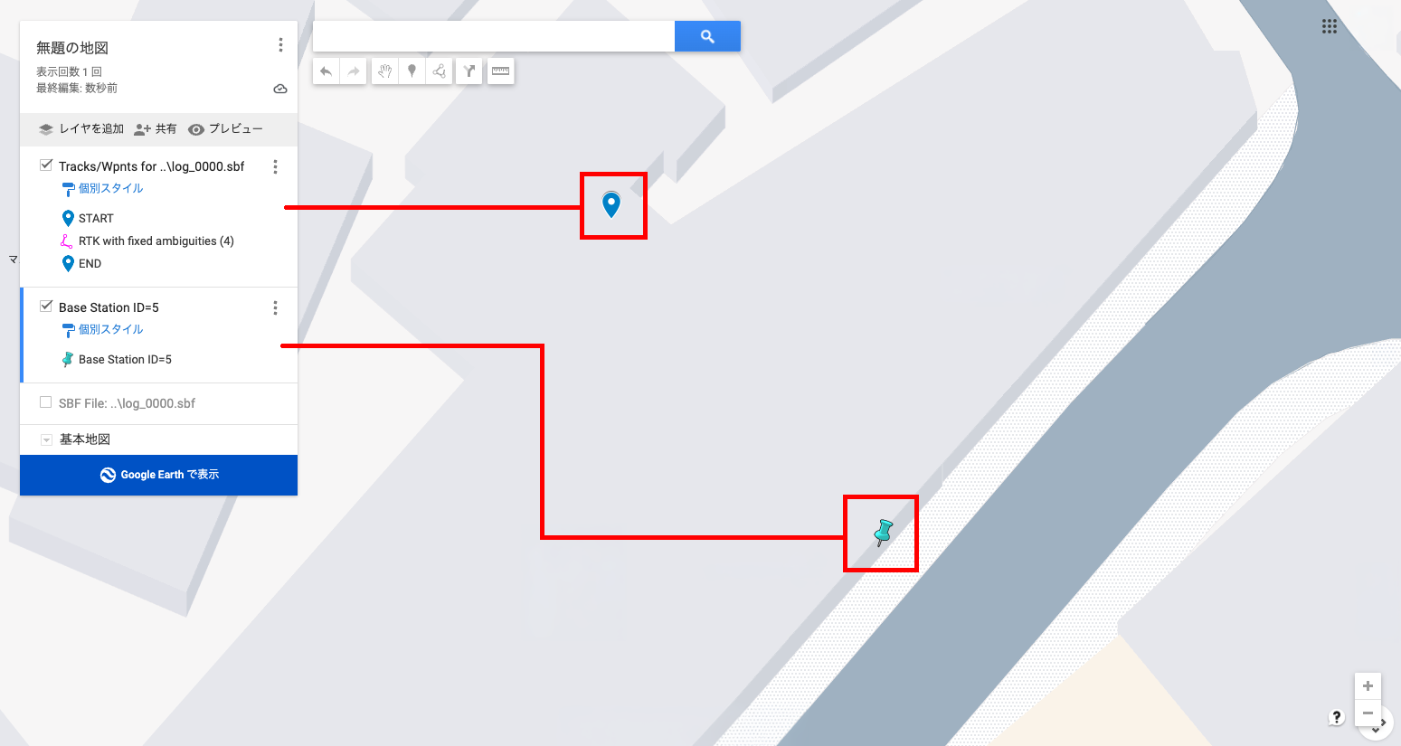 地図上に表示された計測結果