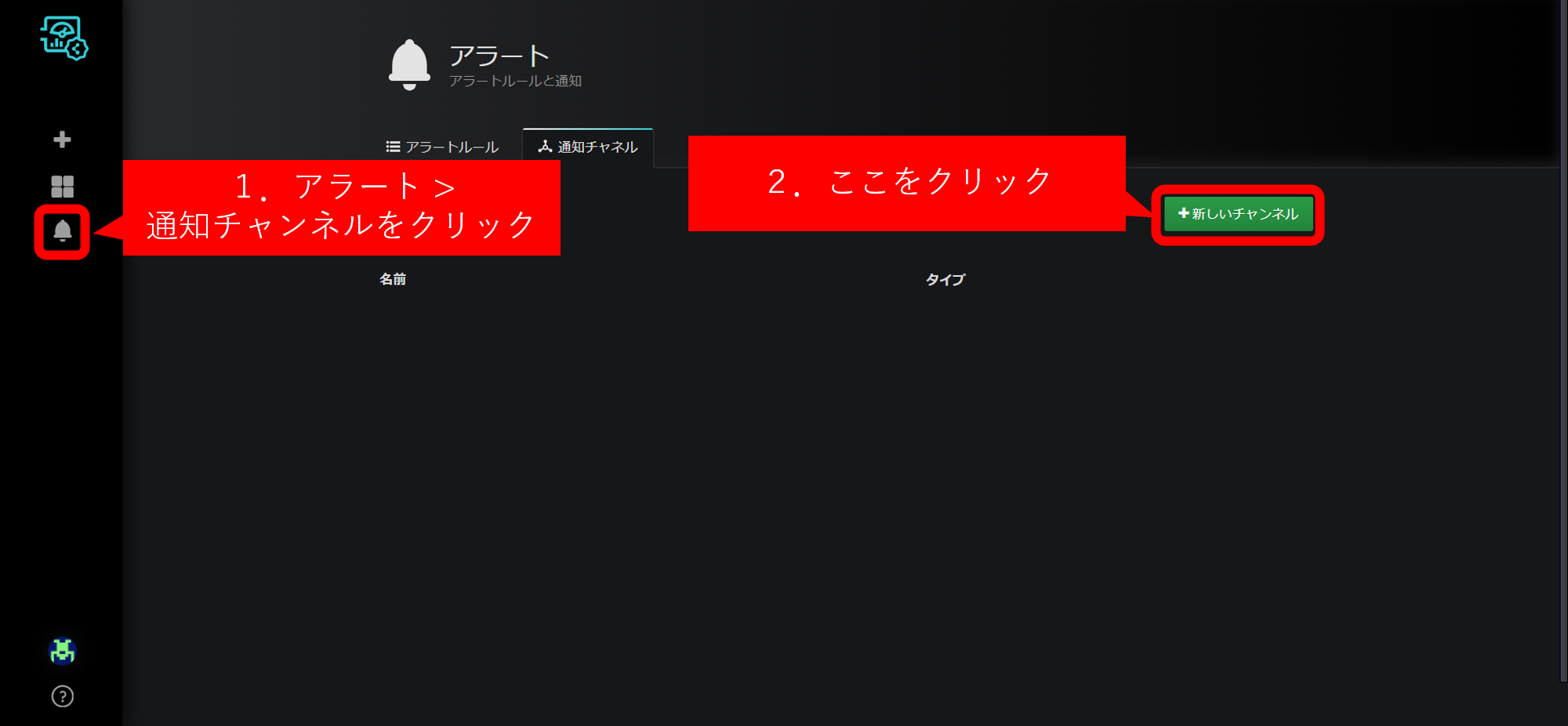 新規チャンネル作成